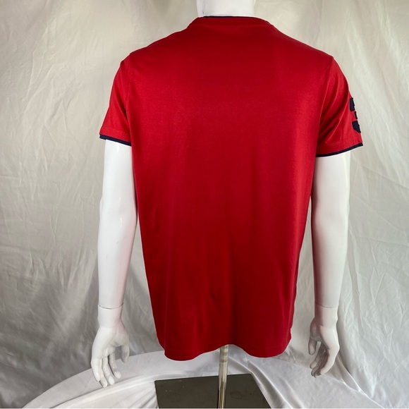 U.S. Polo Assn Red w/ Navy Blue Trim Cotton Short Sleeve Tee - Picture 3 of 7